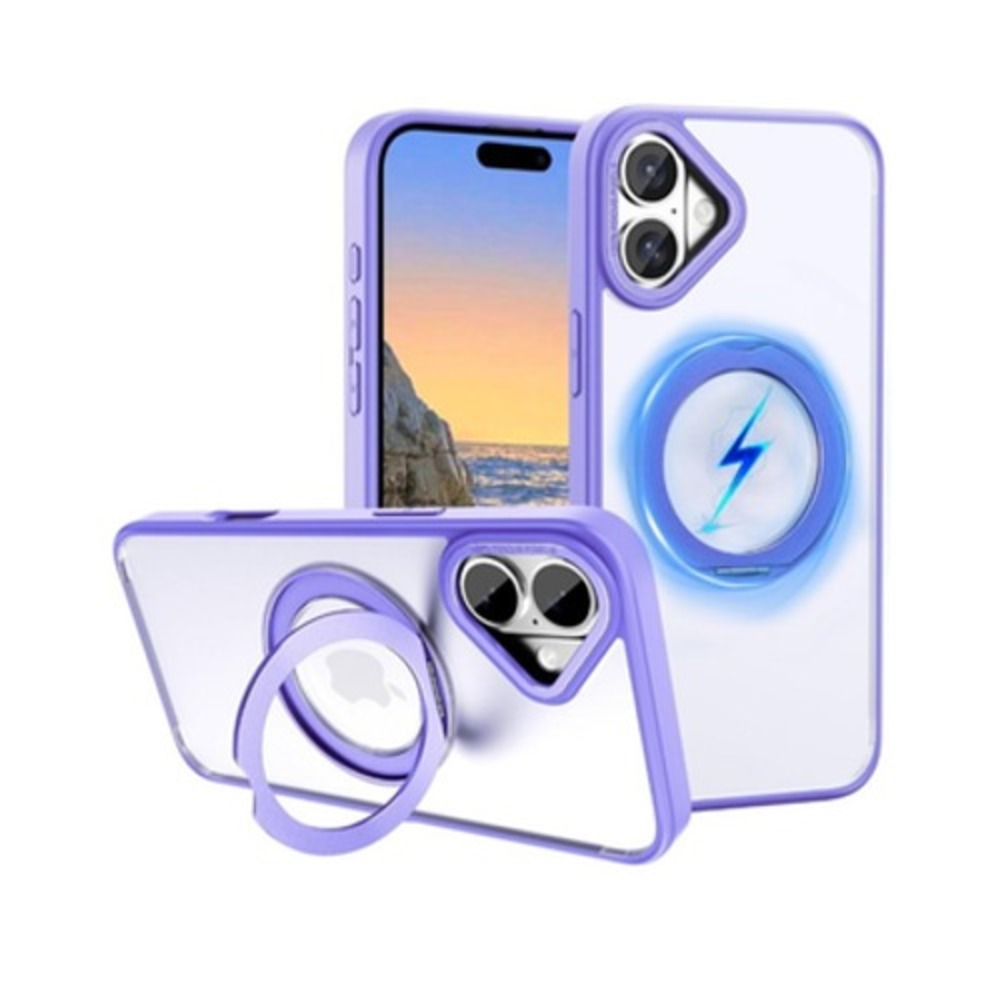 ZHK 360 Rotatable Ring for iPhone 16 Case Purple Magnetic Military Grade Proof
